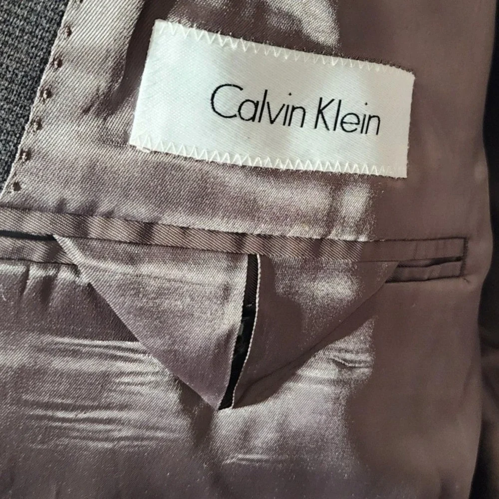 Calvin Klein Suit Jacket Men 48R Brown‎ 100% Wool Two Button Blazer